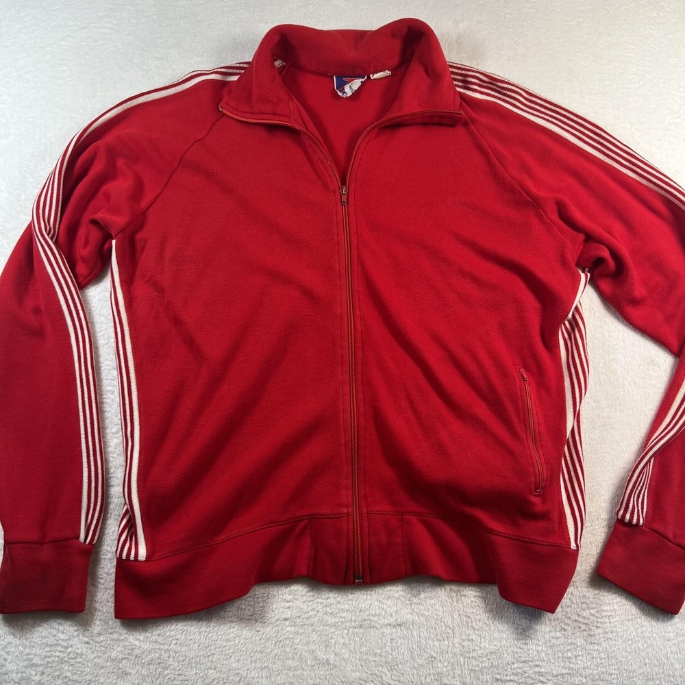 Vintage White Stag Speedo Track Jacket Mens XL Red Striped Full Zip Athletic